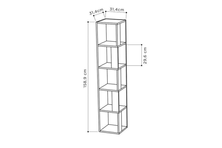Βιβλιoθήκη στήλη Raphael pakoworld μόκα 31.5x31.5x159εκ