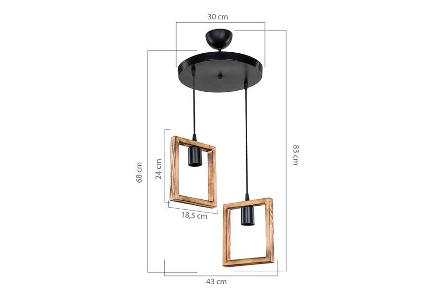 Φωτιστικό οροφής δίφωτο Isolate pakoworld Ε27 καρυδί Φ43x83εκ