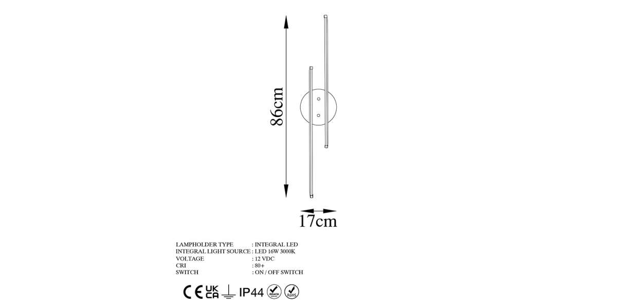 Φωτιστικό τοίχου-απλίκα Expedition pakoworld LED 16W χρυσό 17x5x86εκ