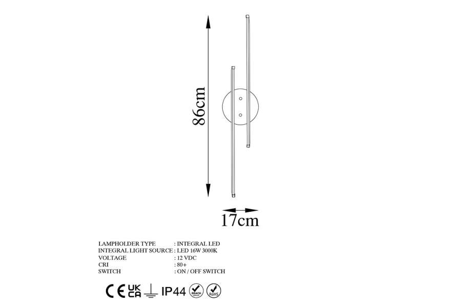 Φωτιστικό τοίχου-απλίκα Expedition pakoworld LED 16W χρυσό 17x5x86εκ