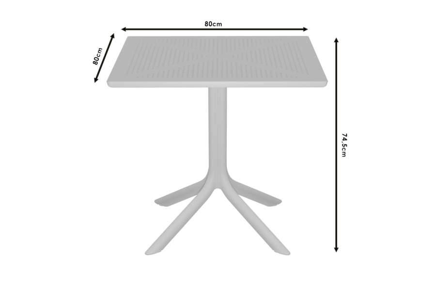Τραπέζι Groovy pakoworld PP λευκό 80x80x74.5εκ