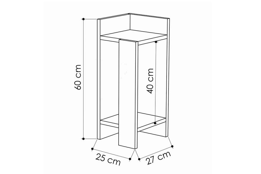 Κομοδίνο Immerse pakoworld σετ 2 τμχ. λευκό 27x25x60εκ