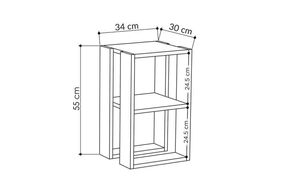 Κομοδίνο Passion pakoworld σε λευκή απόχρωση 34x30x55εκ