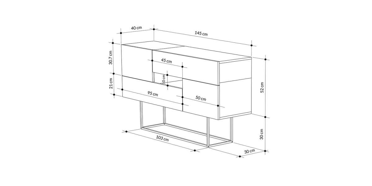 Μπουφές Roberta pakoworld μόκα-λευκό μαρμάρου 145x40x82εκ