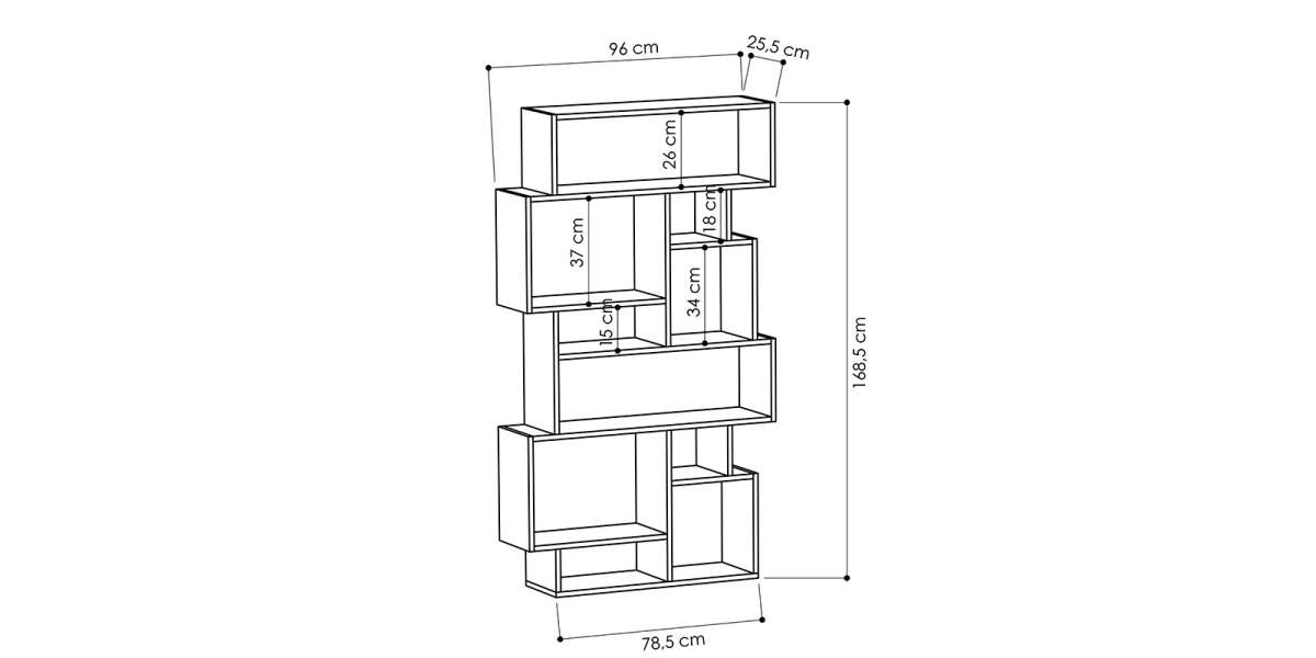 Βιβλιοθήκη Karmato pakoworld μόκα 96x25.5x168.5εκ