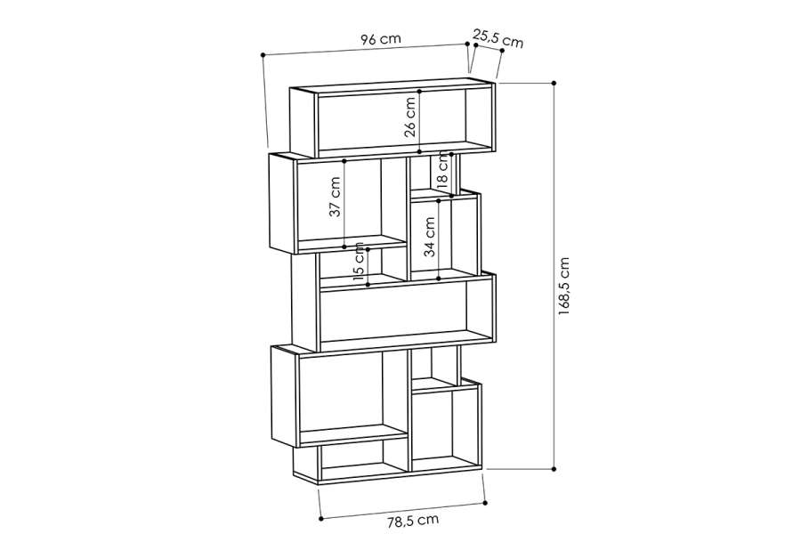 Βιβλιοθήκη Karmato pakoworld μόκα 96x25.5x168.5εκ