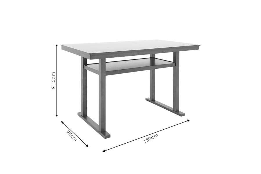 Τραπέζι μπαρ Tenor pakoworld φυσικό ξύλο rubberwood-ΜDF καρυδί 150x90x91.5εκ