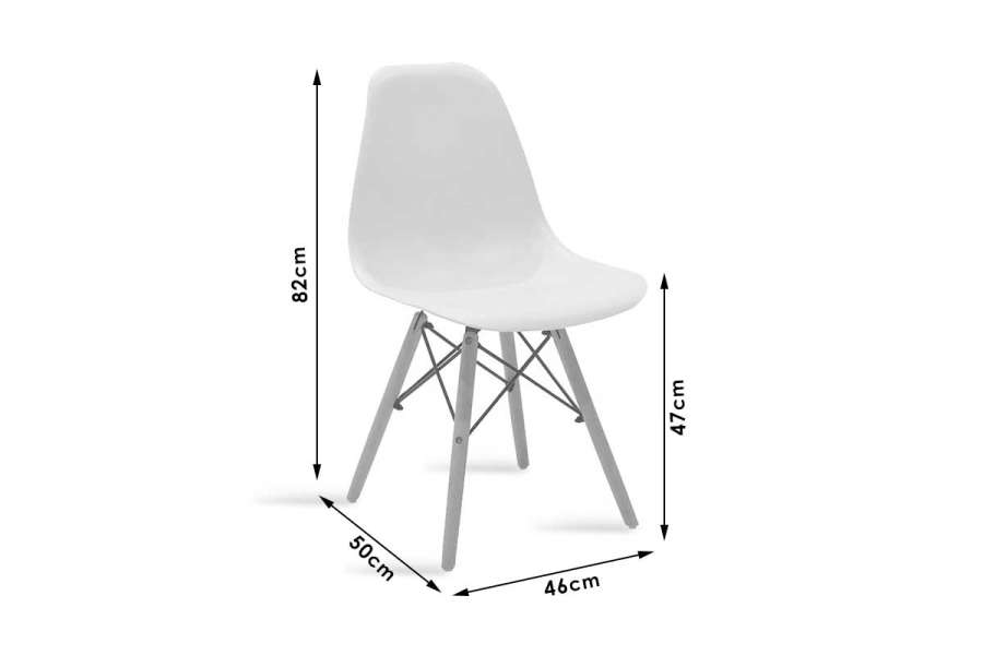 Καρέκλα Julita pakoworld PP λευκό-φυσικό πόδι 46x50x82εκ