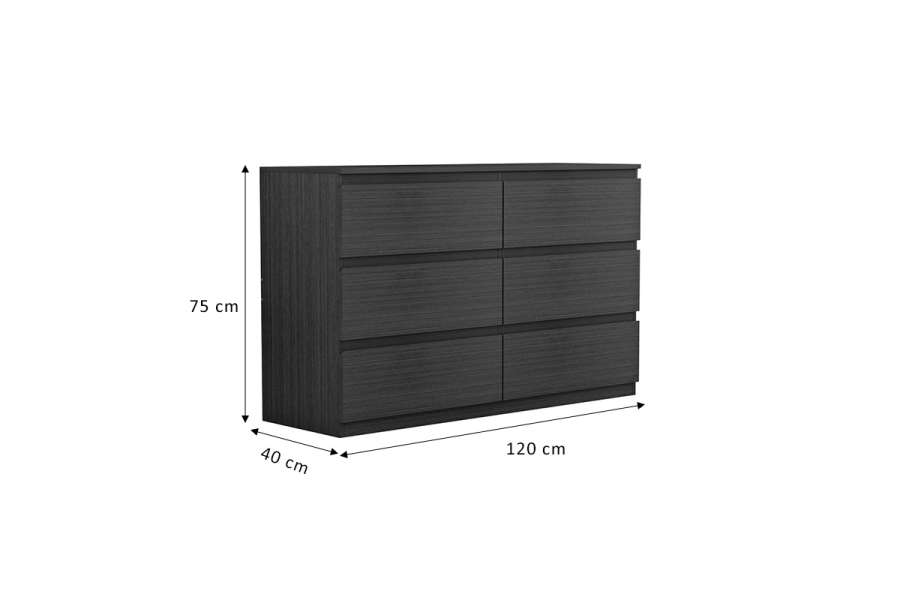 Συρταριέρα Cindy pakoworld 6 συρταριών wenge 120x40x75εκ