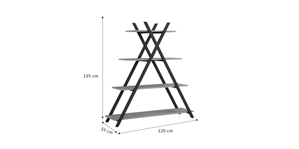 Βιβλιοθήκη Tree pakoworld μαύρο-φυσικό 120x33x135εκ