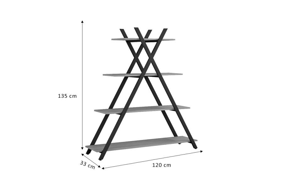 Βιβλιοθήκη Tree pakoworld μαύρο-φυσικό 120x33x135εκ