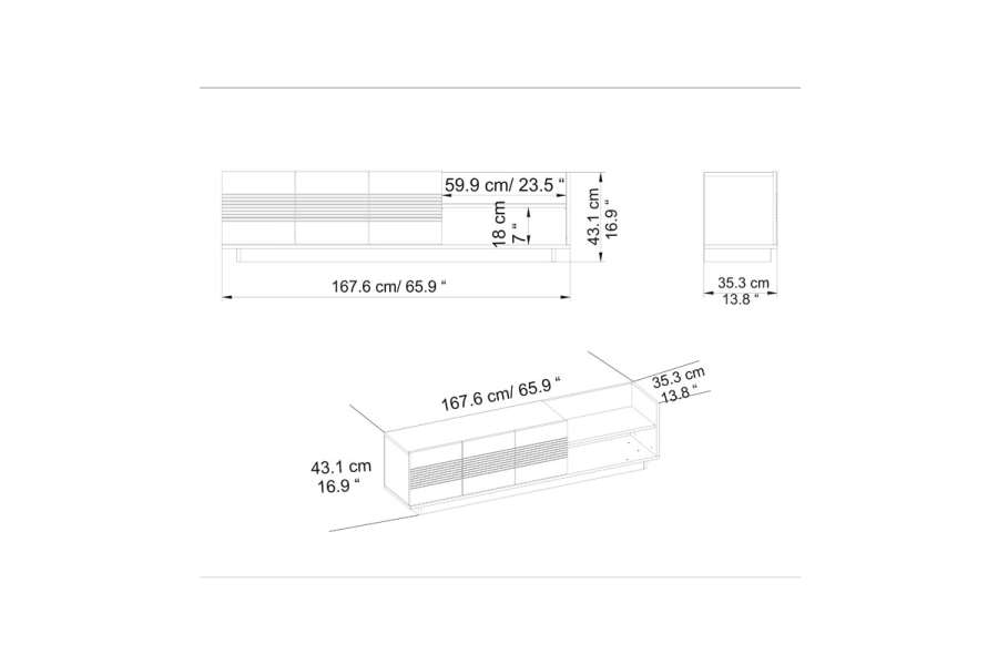 Έπιπλο τηλεόρασης Yubo pakoworld λευκό-φυσικό 167,6x35x43εκ