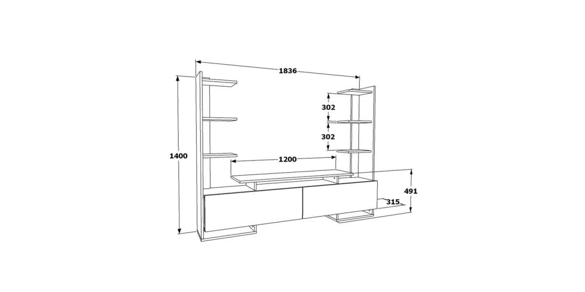 Σύνθετο σαλονιού Clarry pakoworld λευκό-φυσικό 183.6x31.5x140εκ