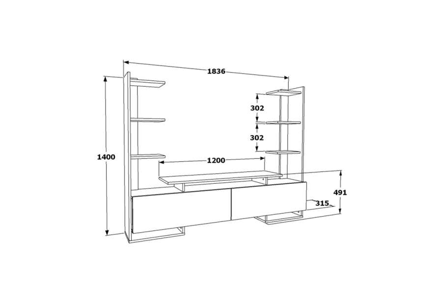 Σύνθετο σαλονιού Clarry pakoworld λευκό-φυσικό 183.6x31.5x140εκ