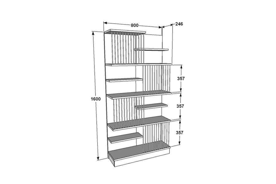 Βιβλιοθήκη Gassim pakoworld μαύρο-καρυδί-λευκό 80x26.4x160εκ