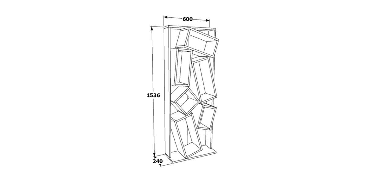 Βιβλιοθήκη Jamey pakoworld sonoma-μαύρο 60x24x153,6εκ