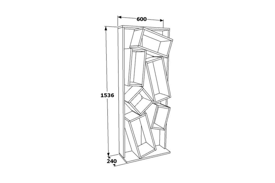 Βιβλιοθήκη Jamey pakoworld sonoma-μαύρο 60x24x153,6εκ