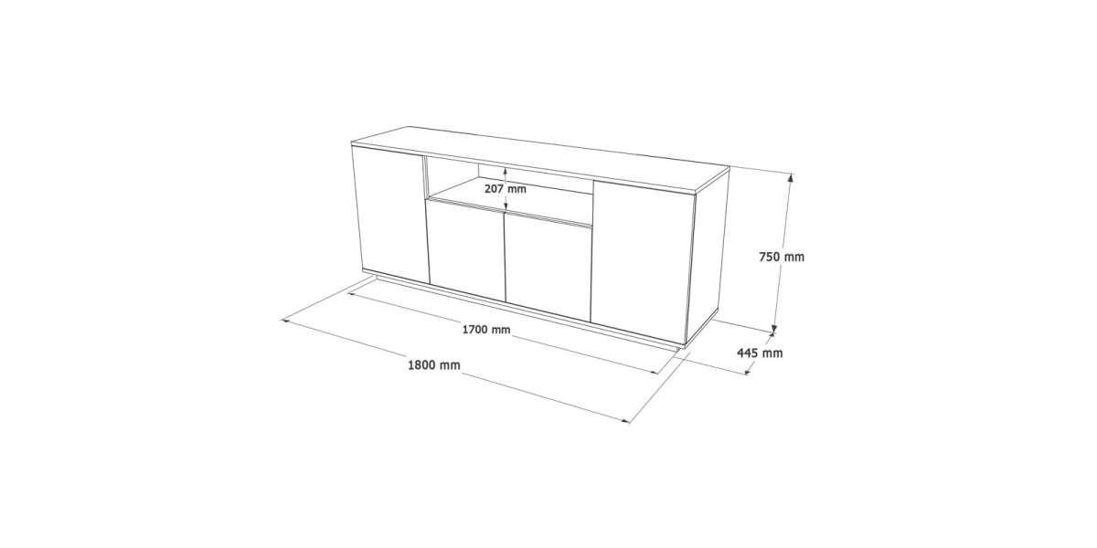 Μπουφές Placefol pakoworld μελαμίνης λευκό-φυσικό 180x44.5x75εκ