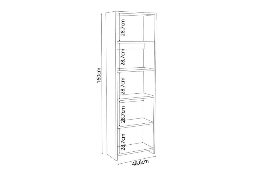 Βιβλιοθήκη Robelo pakoworld μελαμίνης oak 48.6x22x160εκ