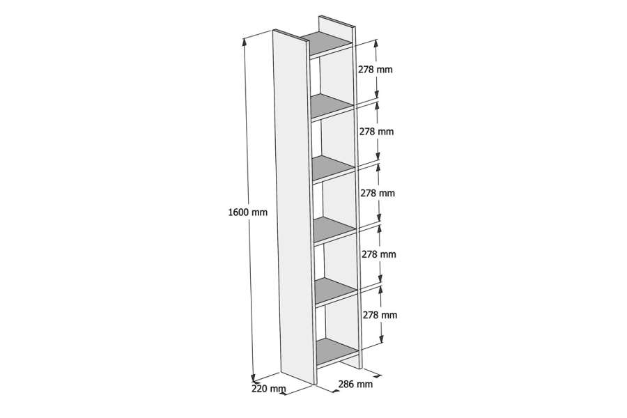 Βιβλιοθήκη Darco pakoworld μελαμίνης oak-λευκό 28.6x22x160εκ