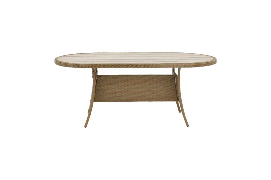 Τραπέζι Keir pakoworld rattan-αλουμίνιο καφέ 180x90x72εκ