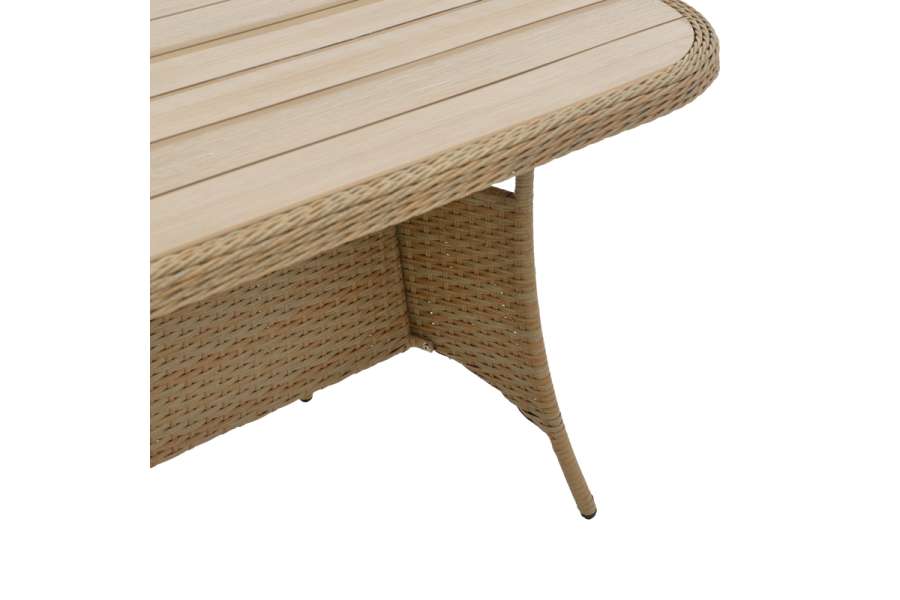 Τραπέζι Keir pakoworld rattan-αλουμίνιο καφέ 180x90x72εκ