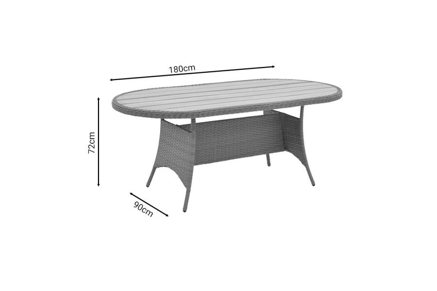 Τραπέζι Keir pakoworld rattan-αλουμίνιο καφέ 180x90x72εκ