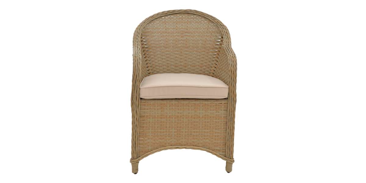 Πολυθρόνα κήπου Hadrian pakoworld rattan καφέ- textilene μπεζ 57x70x85εκ