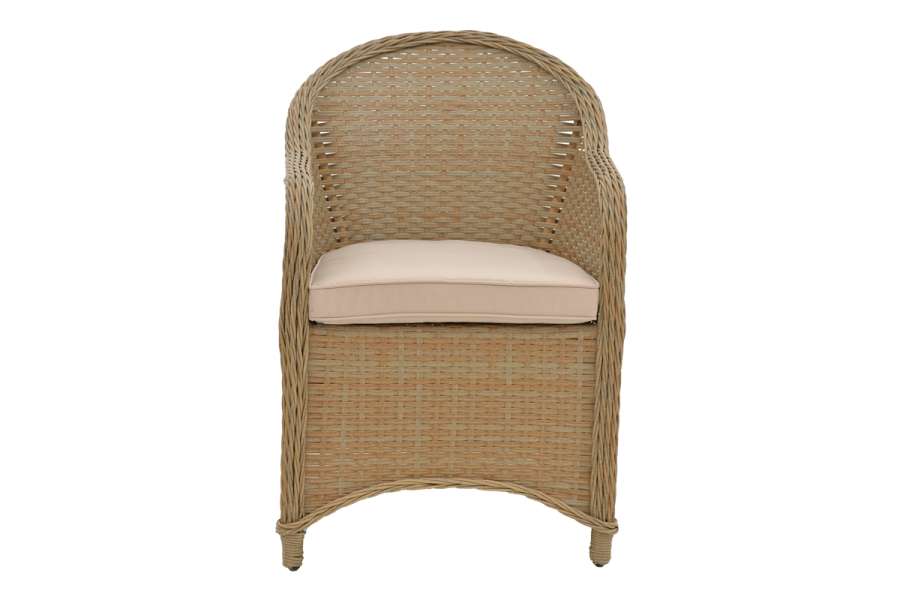 Πολυθρόνα κήπου Hadrian pakoworld rattan καφέ- textilene μπεζ 57x70x85εκ