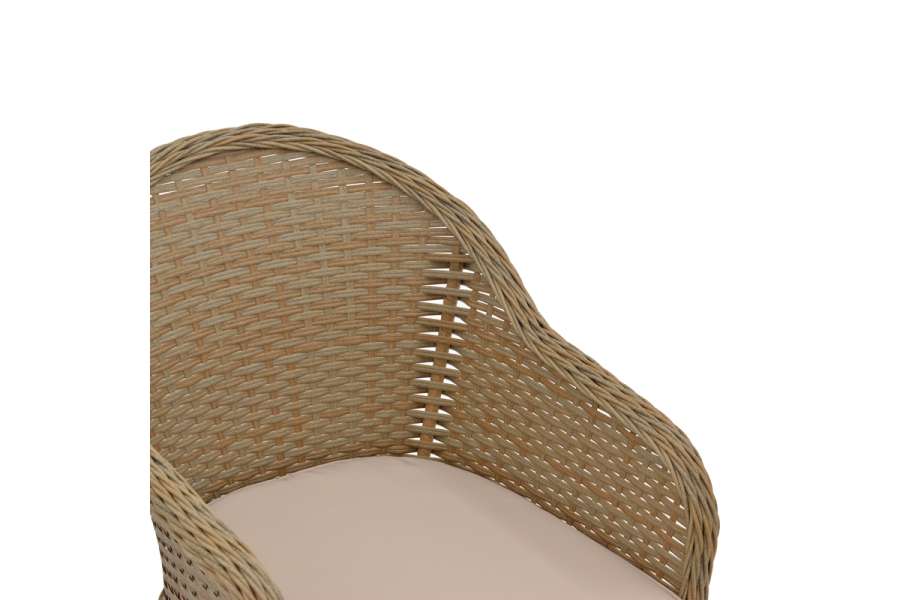 Πολυθρόνα κήπου Hadrian pakoworld rattan καφέ- textilene μπεζ 57x70x85εκ