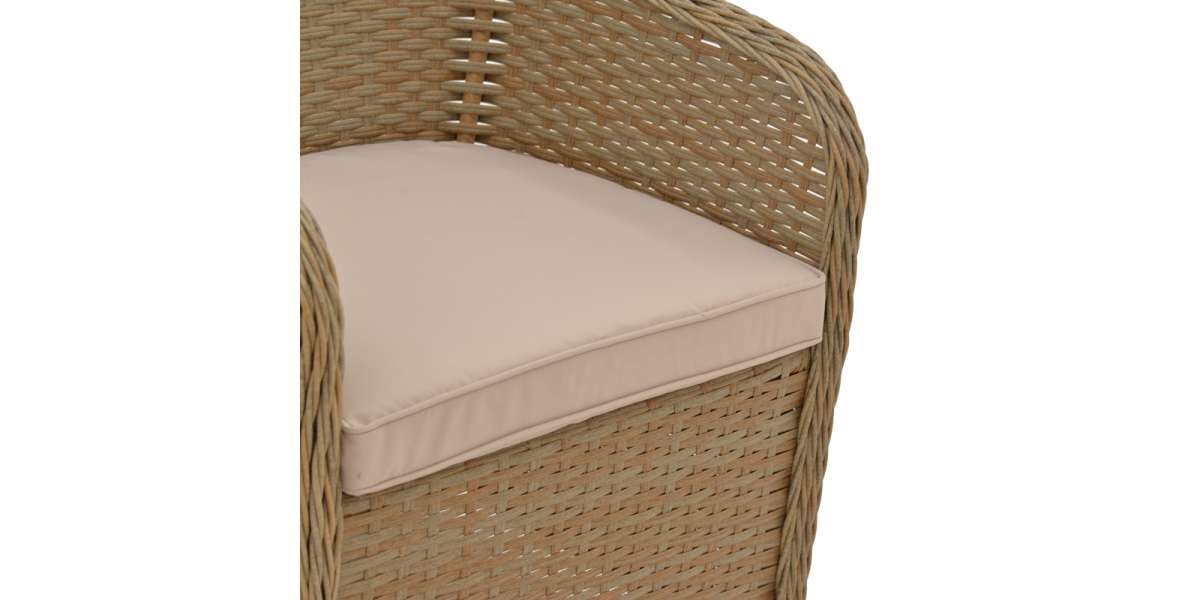 Πολυθρόνα κήπου Hadrian pakoworld rattan καφέ- textilene μπεζ 57x70x85εκ