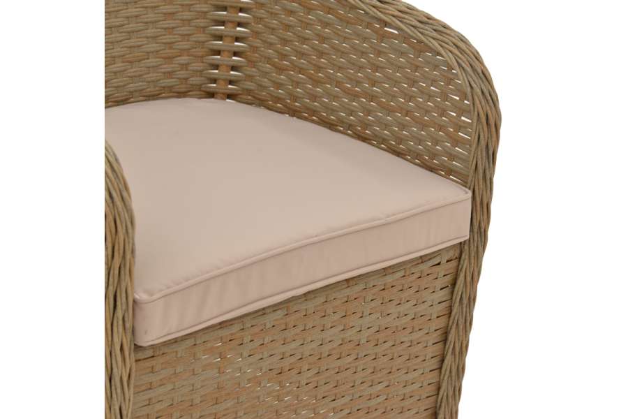 Πολυθρόνα κήπου Hadrian pakoworld rattan καφέ- textilene μπεζ 57x70x85εκ