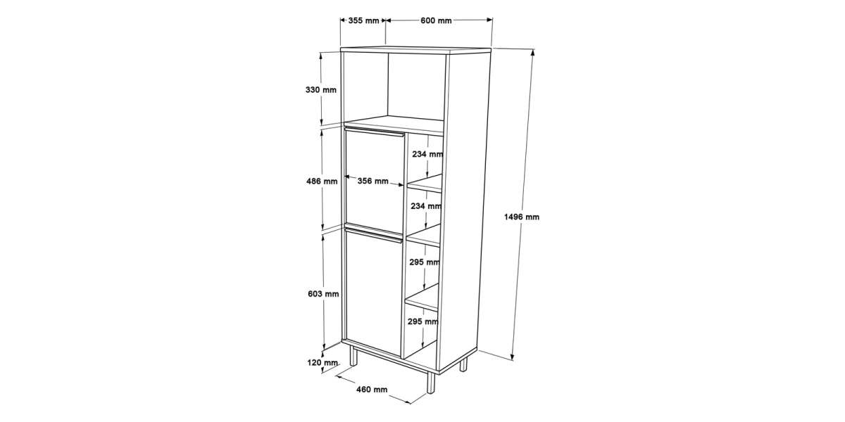 Στήλη κουζίνας Migniato pakoworld φυσικό-μαύρο 60x35.5x161.5εκ