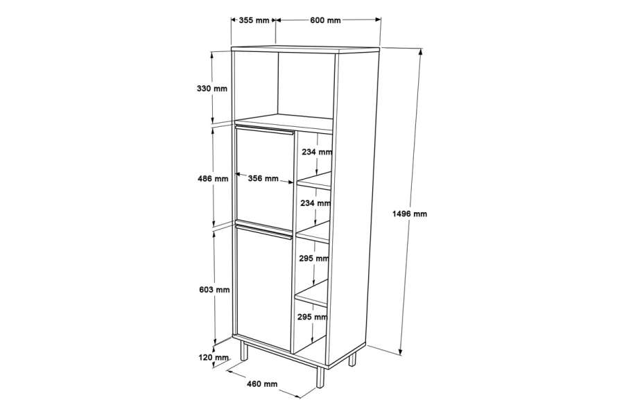 Στήλη κουζίνας Migniato pakoworld φυσικό-μαύρο 60x35.5x161.5εκ