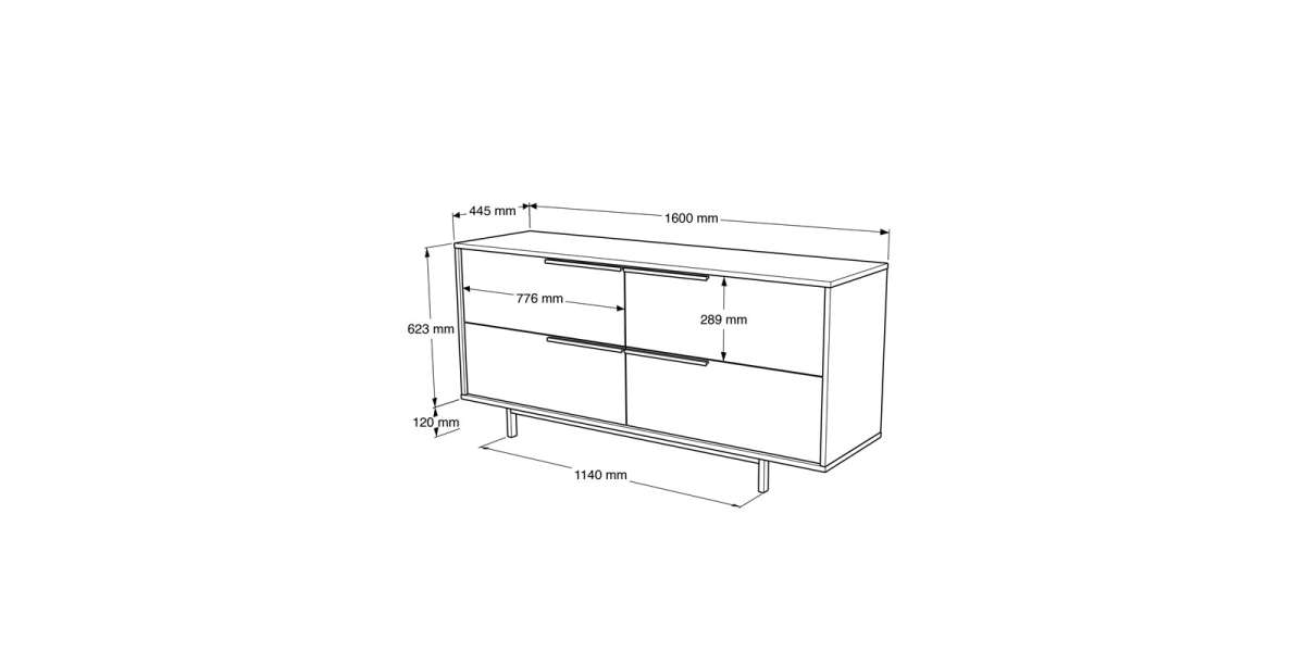 Μπουφές Lebon pakoworld μελαμίνης λευκό-μαύρο 160x44.5x74εκ