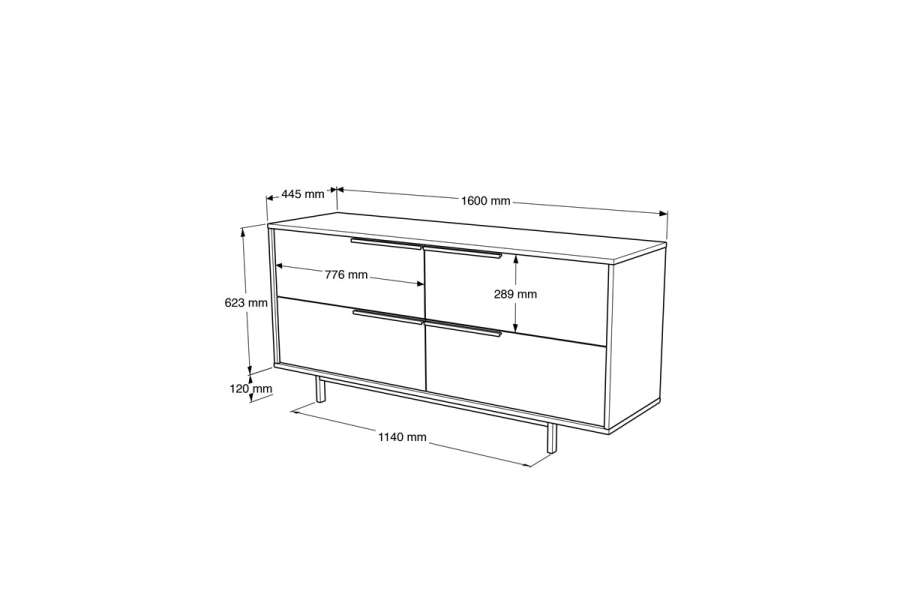 Μπουφές Lebon pakoworld μελαμίνης λευκό-μαύρο 160x44.5x74εκ