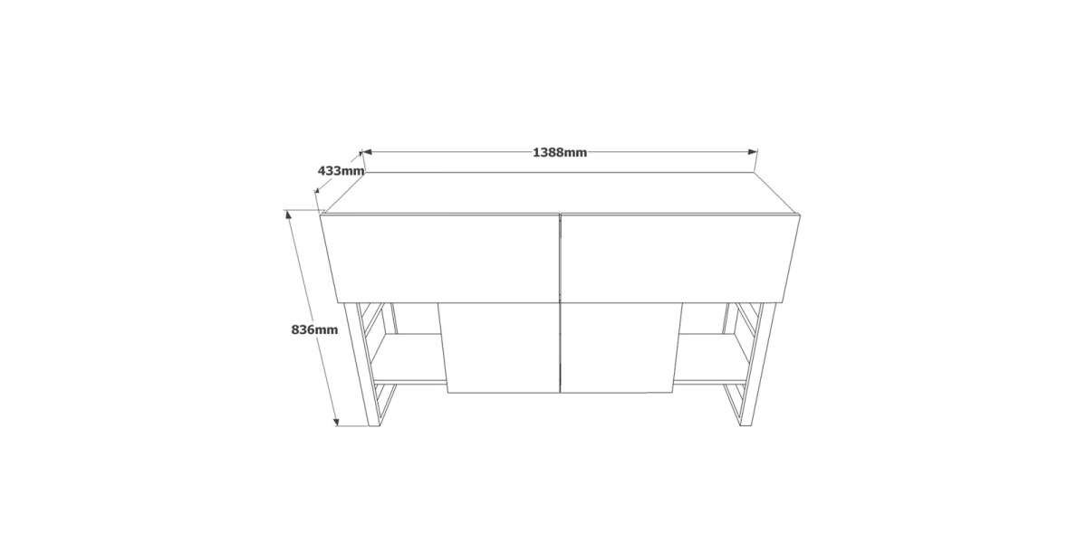 Μπουφές Jaydon pakoworld μελαμίνης φυσικό-μαύρο 139x43x83.5εκ