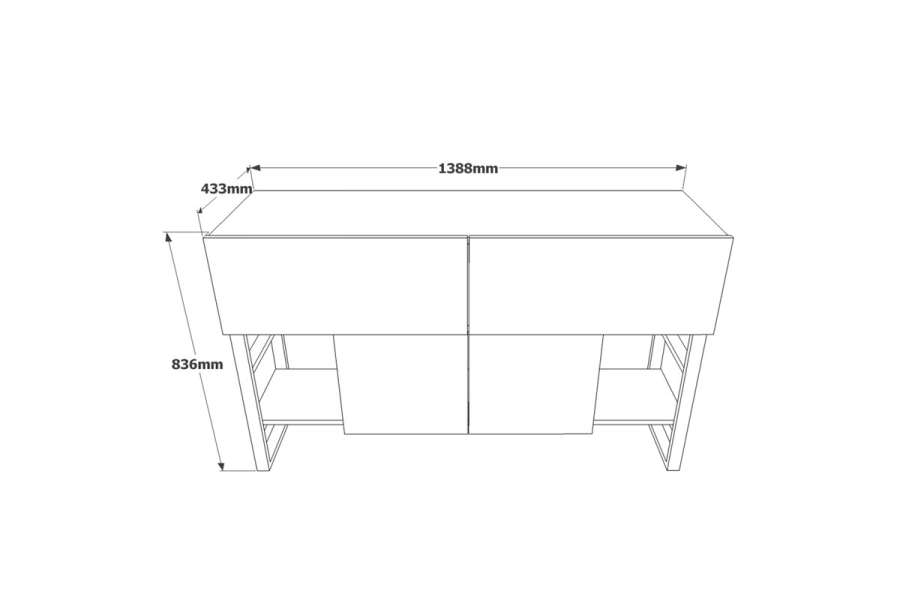 Μπουφές Jaydon pakoworld μελαμίνης φυσικό-μαύρο 139x43x83.5εκ