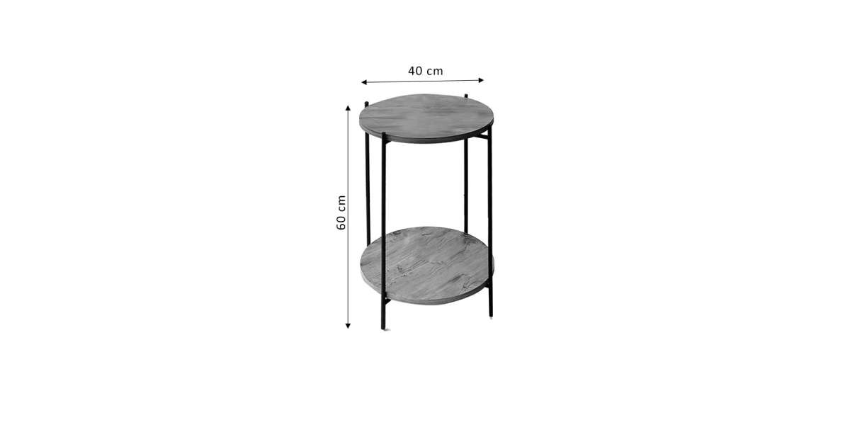 Βοηθητικό τραπέζι Tsouki pakoworld oak-μαύρο Φ40x60εκ