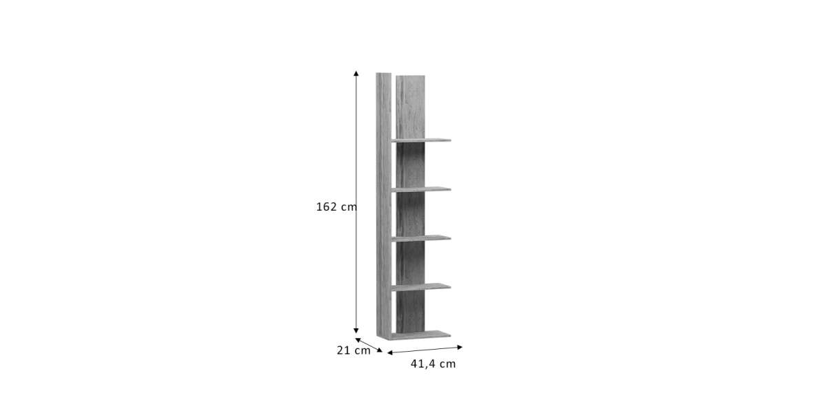 Βιβλιοθήκη Mirca pakoworld μελαμίνης sonoma 41,4x21x162εκ