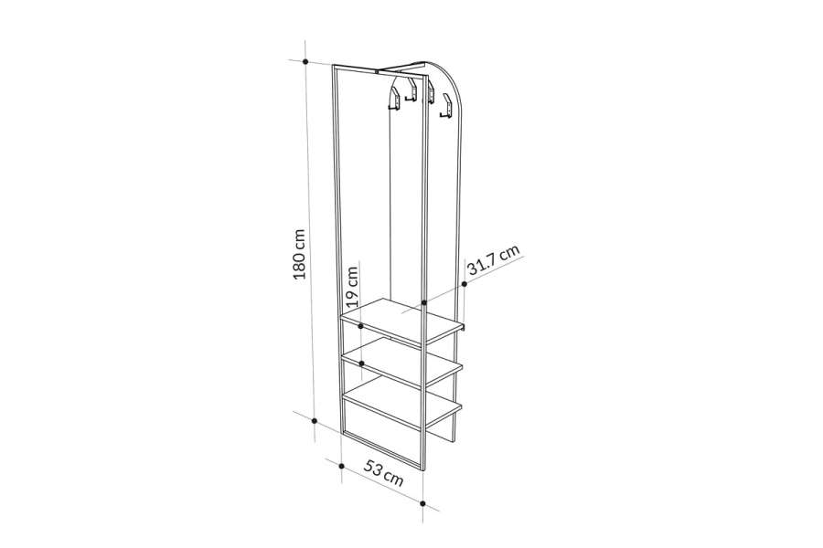 Έπιπλο εισόδου Archy pakoworld μελαμίνης φυσικό 53x32x180εκ