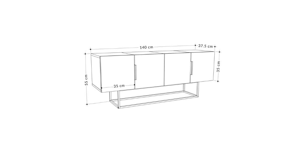 Έπιπλο τηλεόρασης Tontini pakoworld φυσικό-λευκό 140x37.5x55εκ