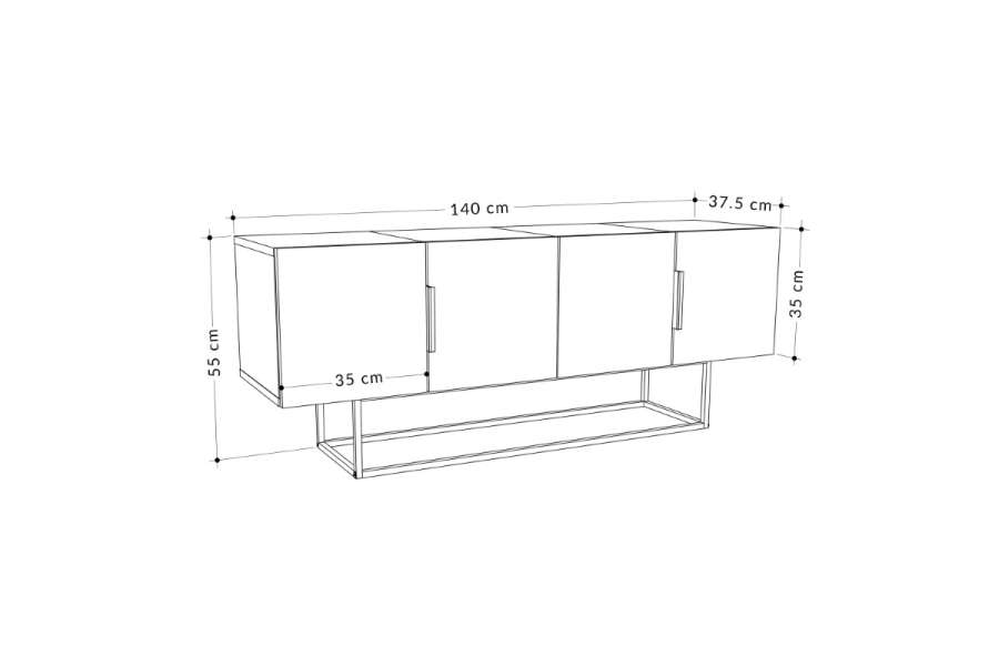 Έπιπλο τηλεόρασης Tontini pakoworld φυσικό-λευκό 140x37.5x55εκ