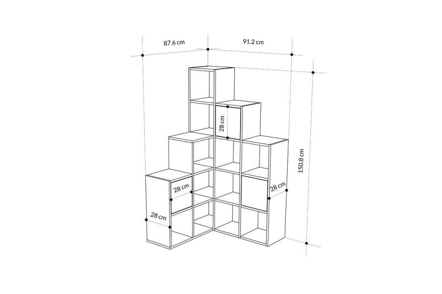 Βιβλιοθήκη Paleo pakoworld φυσικό μελανίνη 150.8x28x150.8εκ