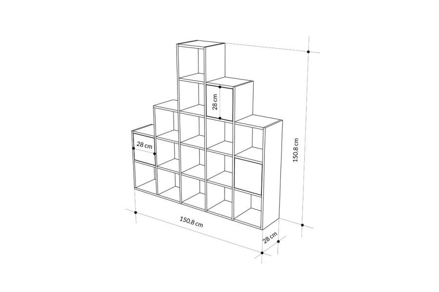 Βιβλιοθήκη Paleo pakoworld φυσικό μελανίνη 150.8x28x150.8εκ