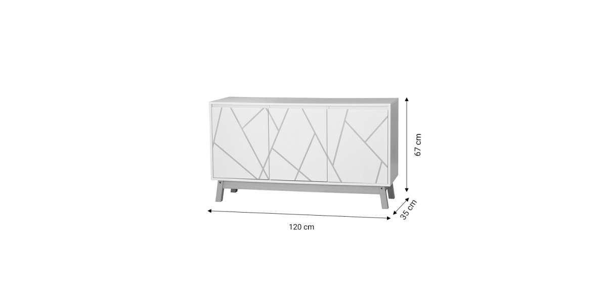 Μπουφές Aria pakoworld λευκό-φυσικό 120x35x67 εκ