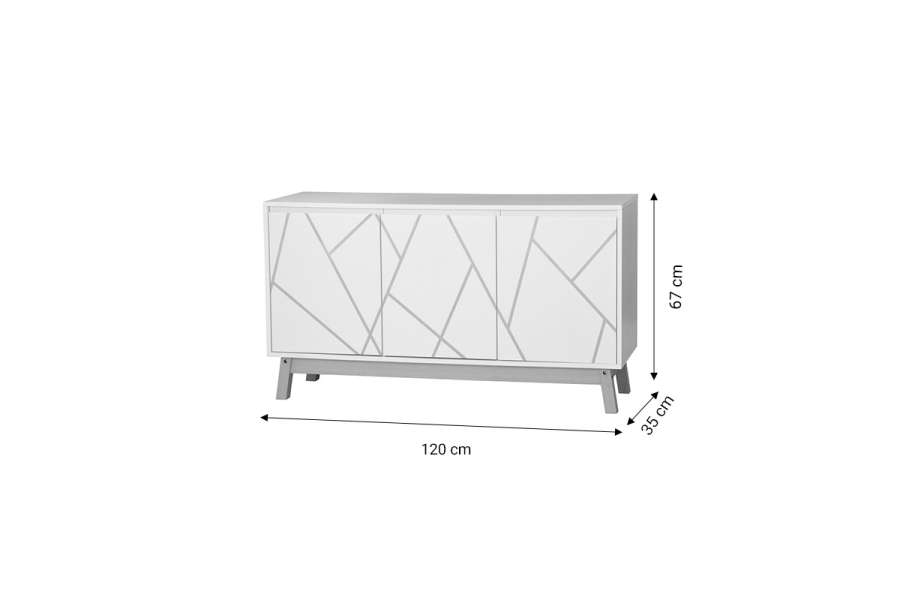 Μπουφές Aria pakoworld λευκό-φυσικό 120x35x67 εκ