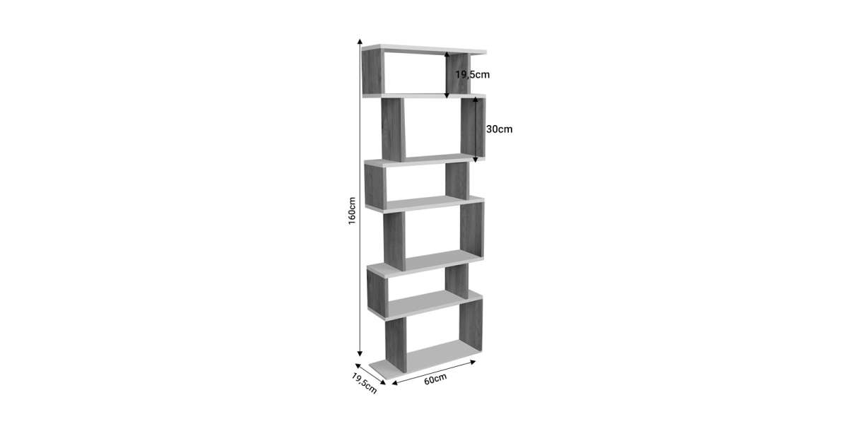 Βιβλιοθήκη Iolmi pakoworld oak-λευκό μελαμίνης 60x19.5x160εκ