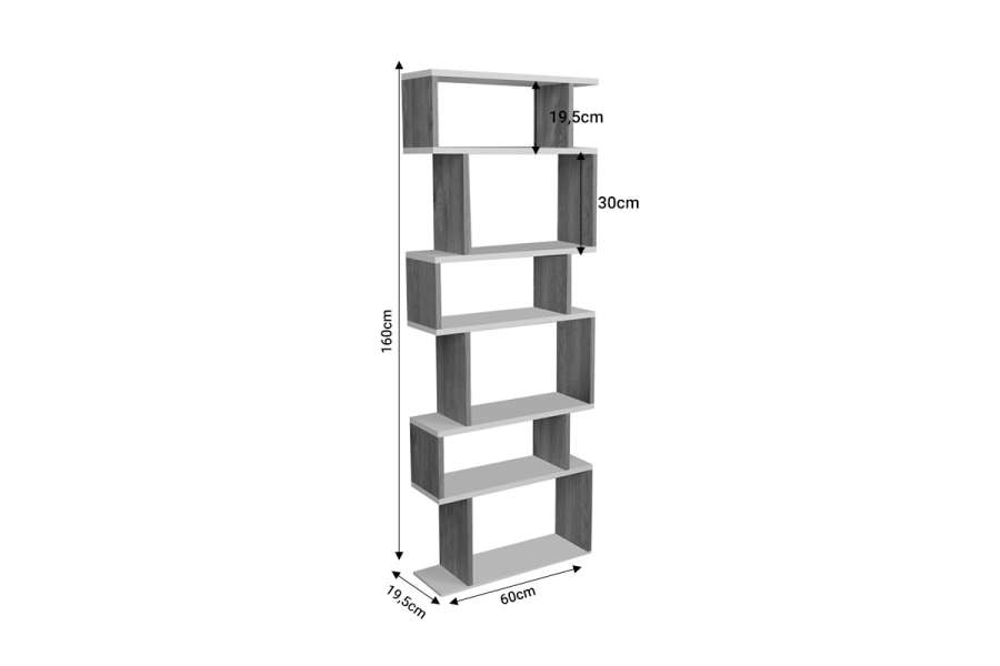 Βιβλιοθήκη Iolmi pakoworld oak-λευκό μελαμίνης 60x19.5x160εκ