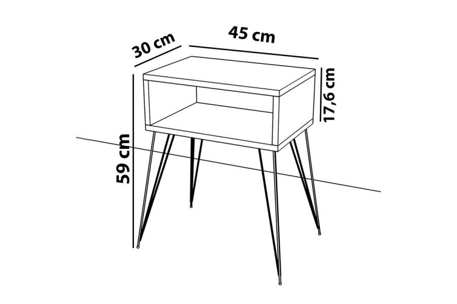 Κομοδίνο Naida pakoworld λευκό μελαμίνης 45x30x59εκ